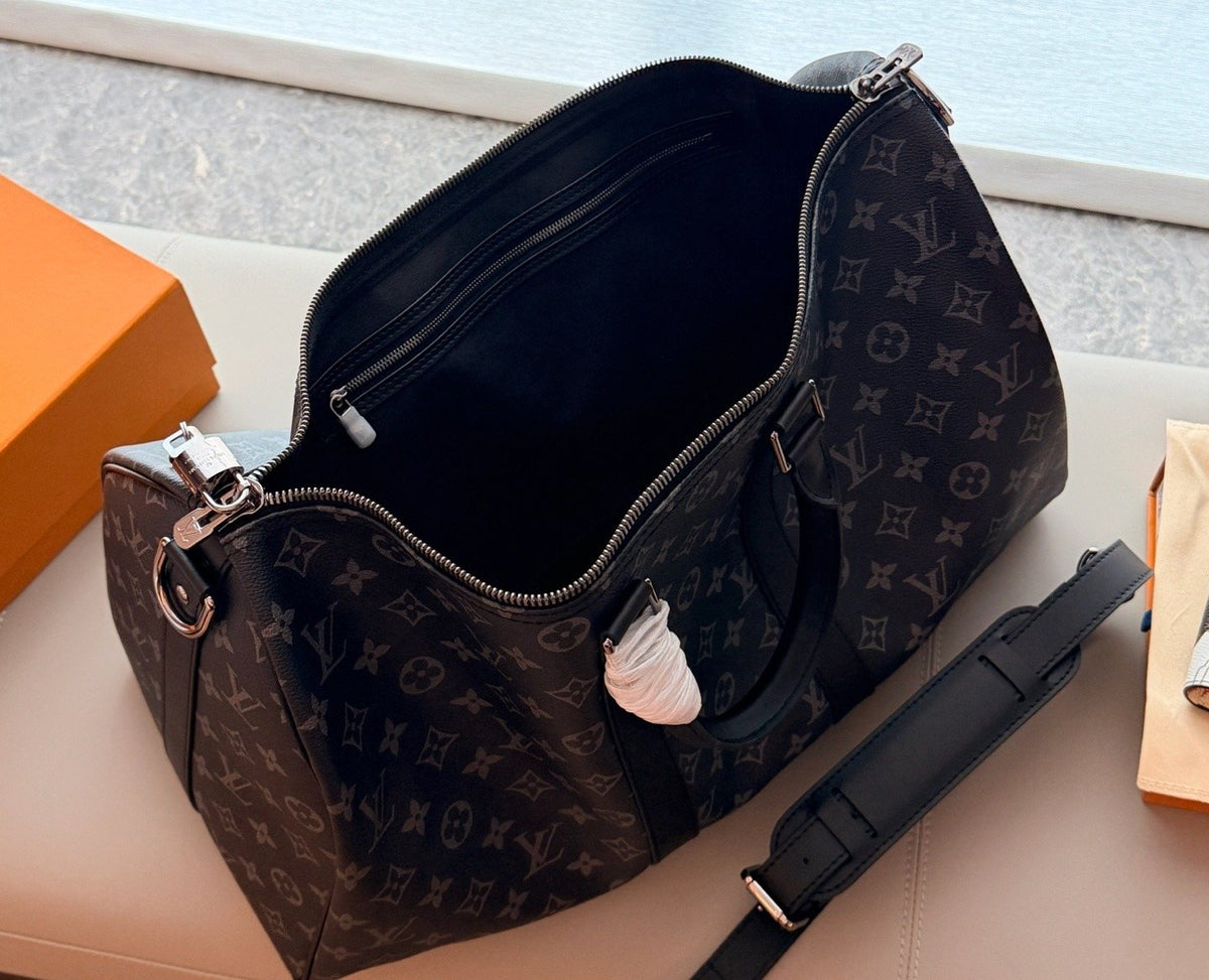 Louis Vuitton Keepall Black and Gray Monogram Duffel — detail