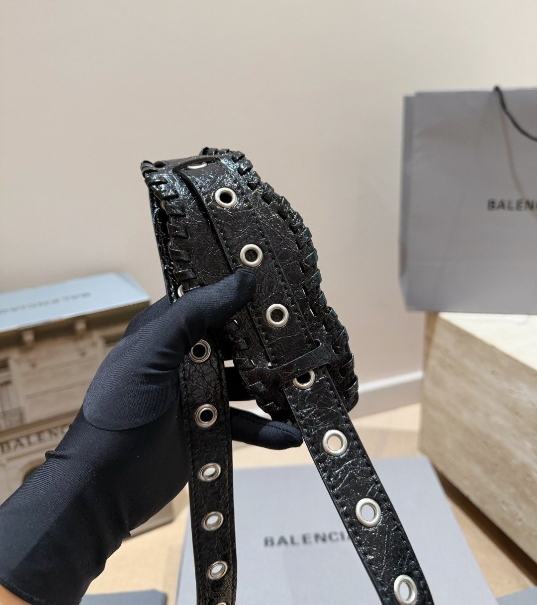 Balenciaga Le Cagole Studded Crossbody Camera Bag — detail