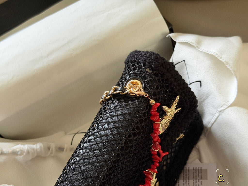 Chanel Coco Beach Woven Marine Charm Flap Bag — side