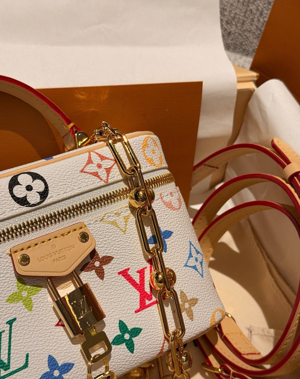 Louis Vuitton White Multicolored Monogram Vanity Bag — detail