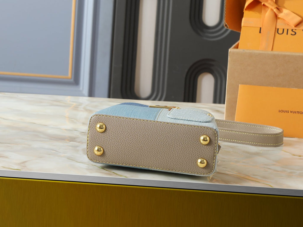 Louis Vuitton Capucines Two-Tone Denim Top-Handle Bag — detail