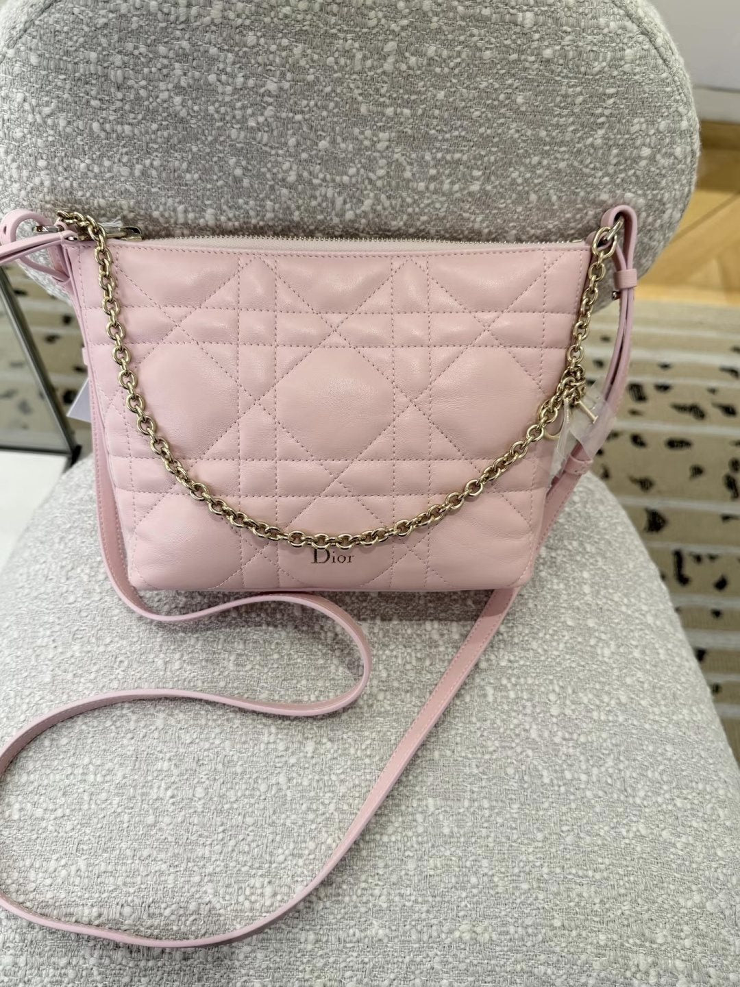 Dior Diorling Quilted Hobo Shoulder Bag — front