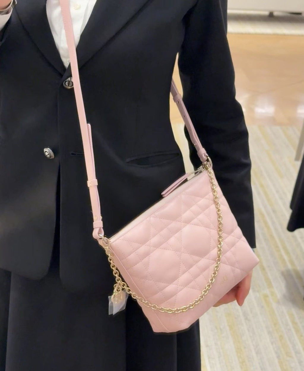 Dior Diorling Quilted Hobo Shoulder Bag — model