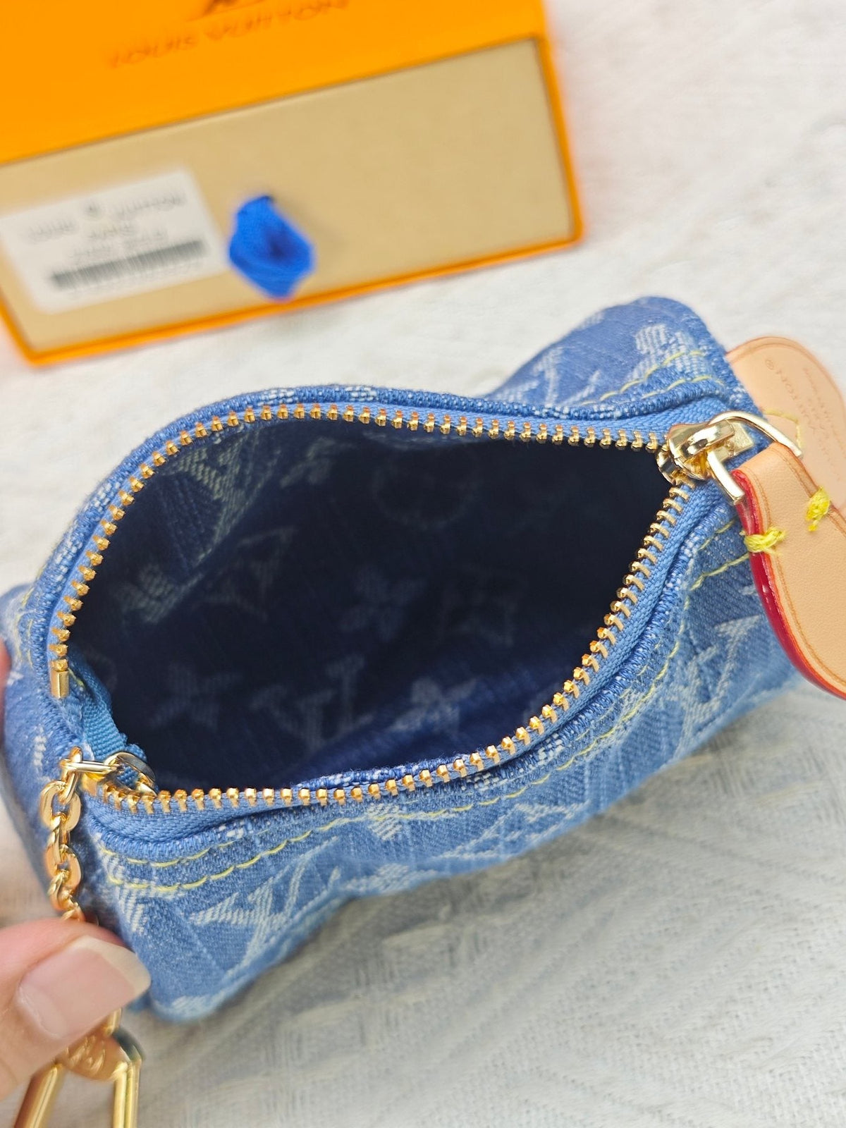 Louis Vuitton Speedy Trousse Monogram Denim Coin Pouch — front