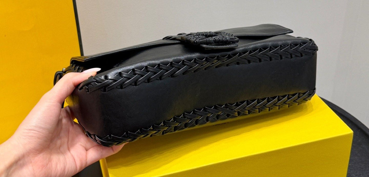 Fendi Baguette Stitched Leather Shoulder Bag — detail