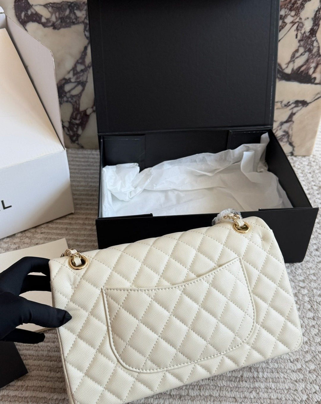 Chanel Quilted Grained Leather Flap Shoulder Bag — back