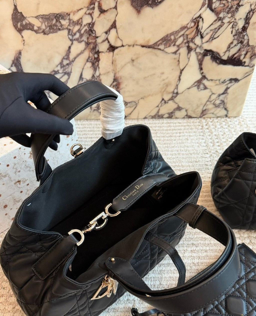 Dior Toujours Quilted Tote Bag — detail