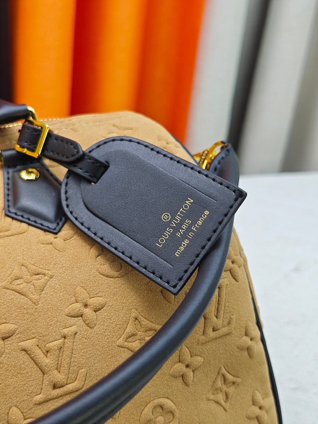 Louis Vuitton Speedy Soft Embossed Monogram Satchel — detail