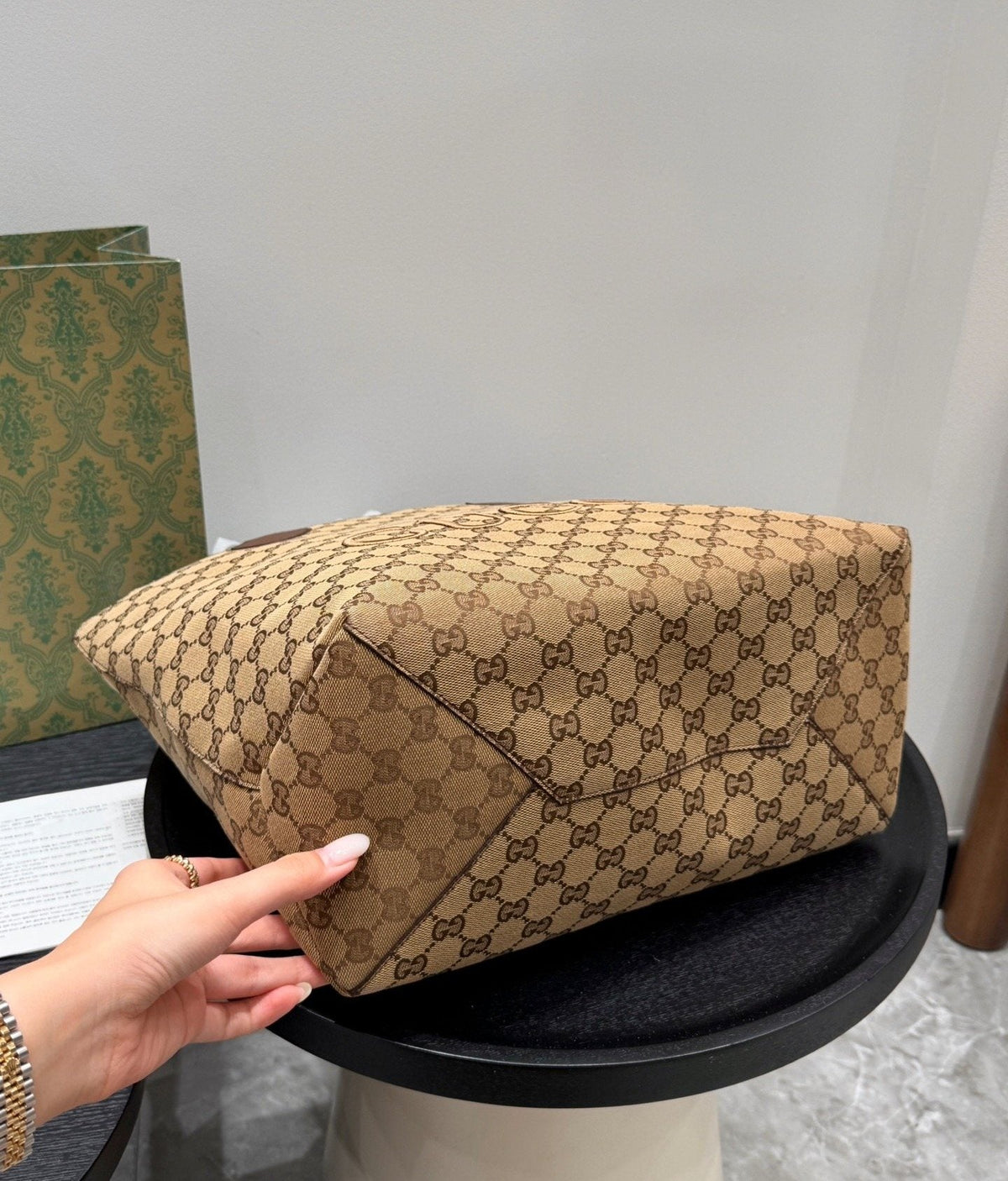 Gucci GG Jacquard Canvas Tote — detail