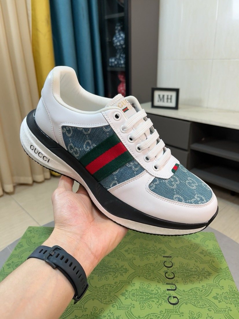 Gucci Patterned Stripe Lace-Up Sneakers — model