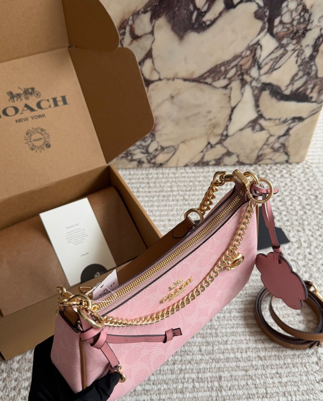 Coach Teri Pink Patterned Shoulder Bag — front