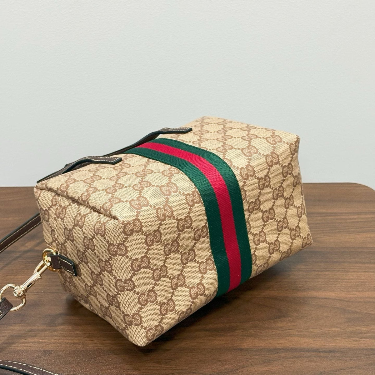 Gucci Monogram Zip-Top Boston Bag — back