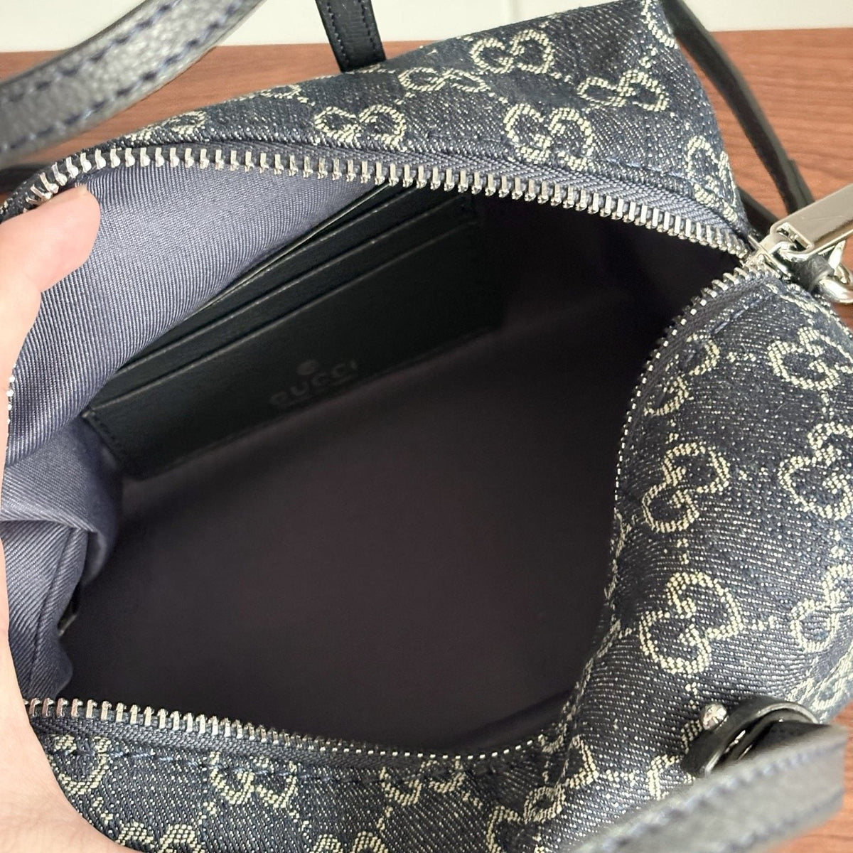 Gucci Monogram Zip-Top Boston Bag — detail