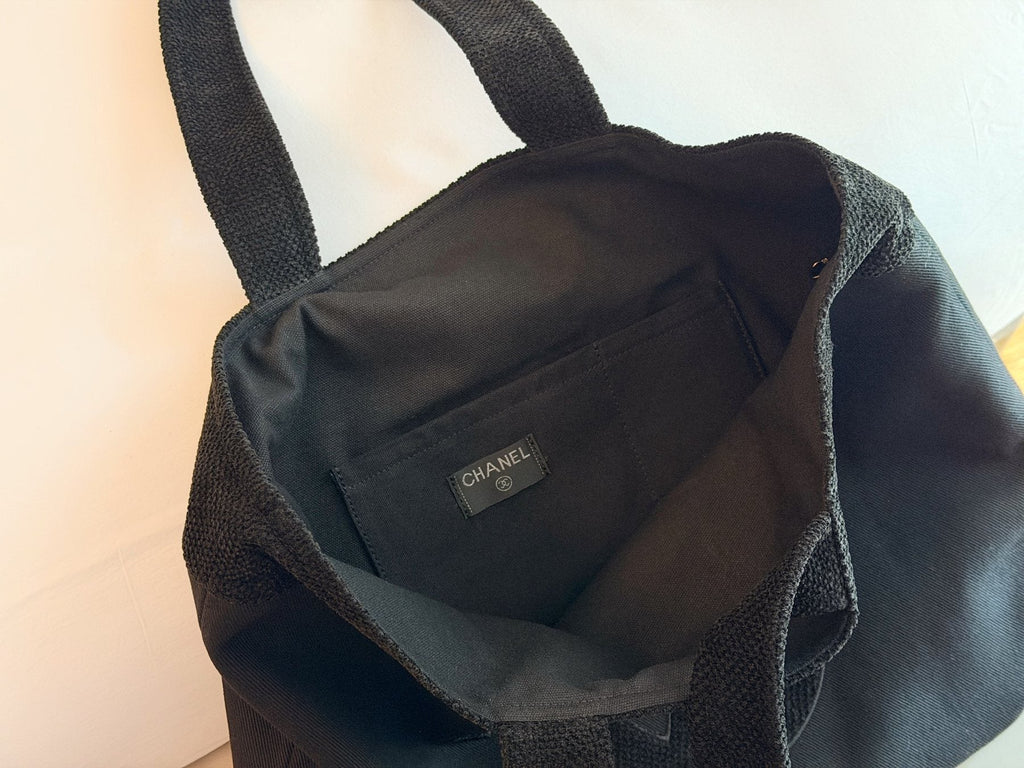 Chanel CocoBeach Black Tote Bag — detail