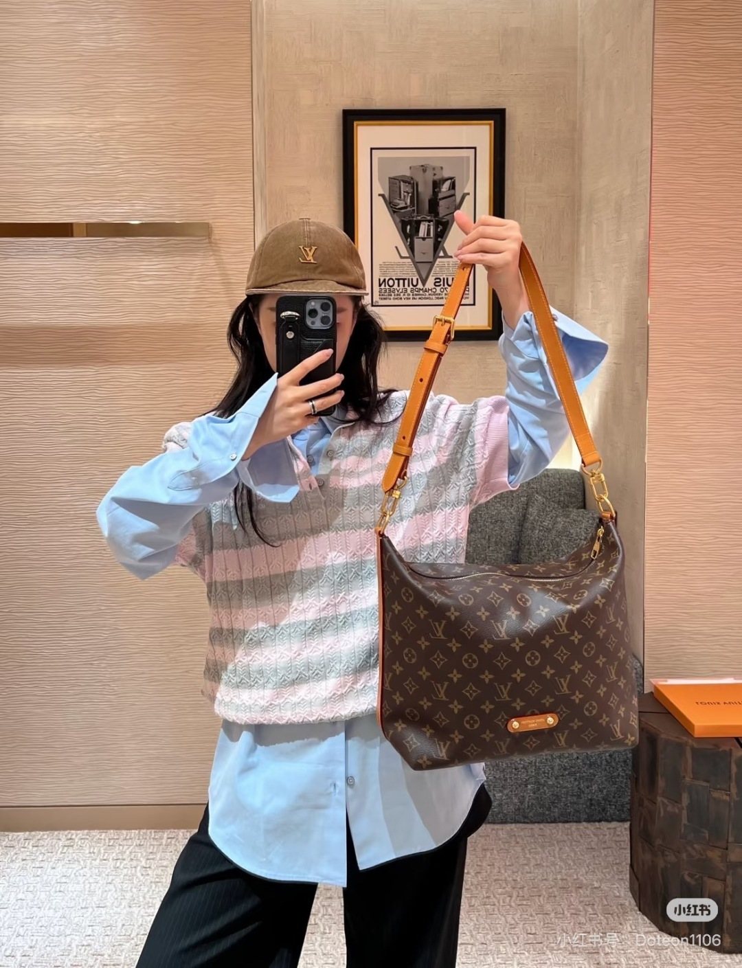 Louis Vuitton Vagabond Monogram Hobo Shoulder Bag — model