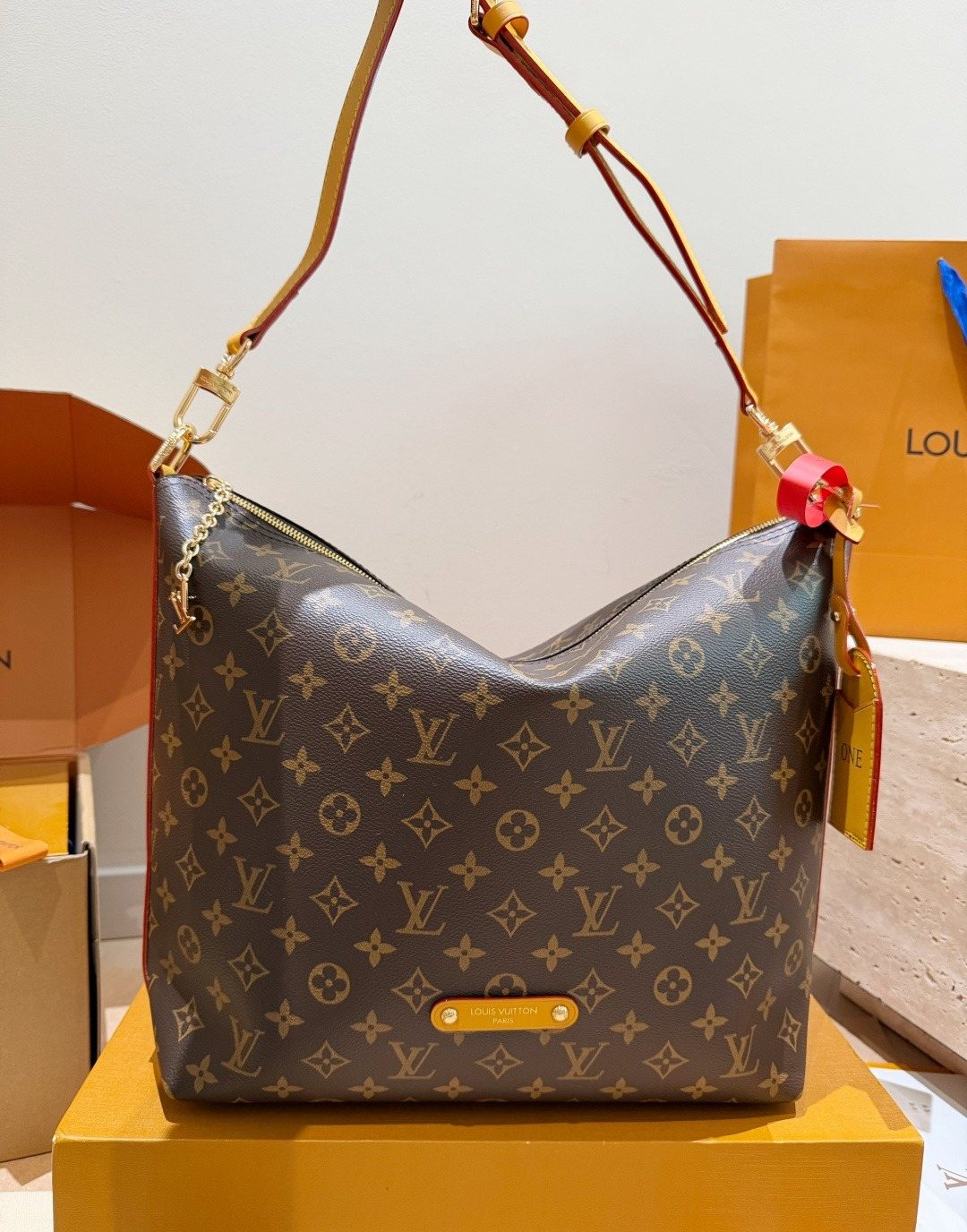 Louis Vuitton Vagabond Monogram Hobo Shoulder Bag — front