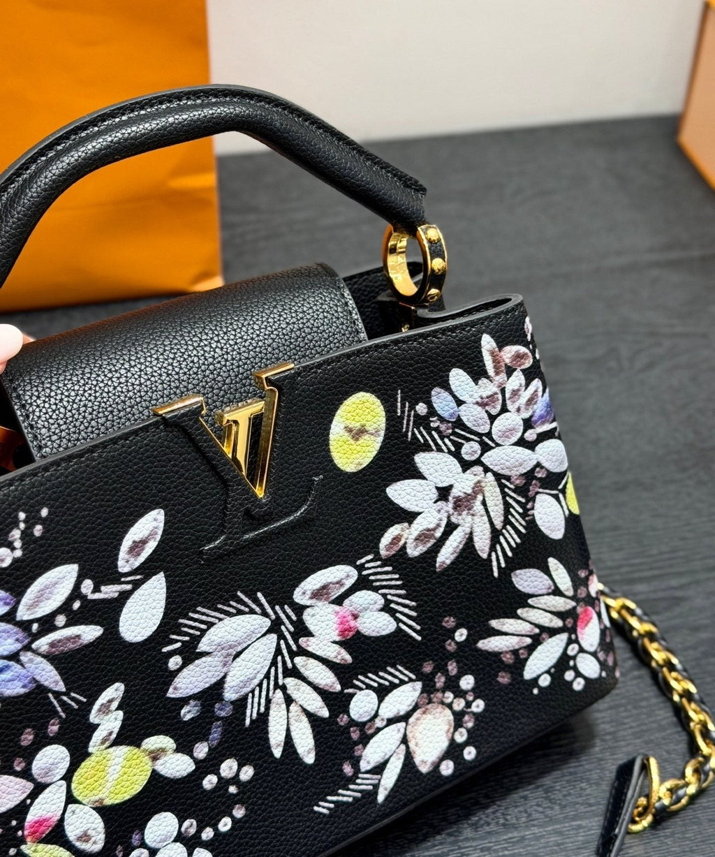 Louis Vuitton Capucines Floral Top-Handle Handbag — detail
