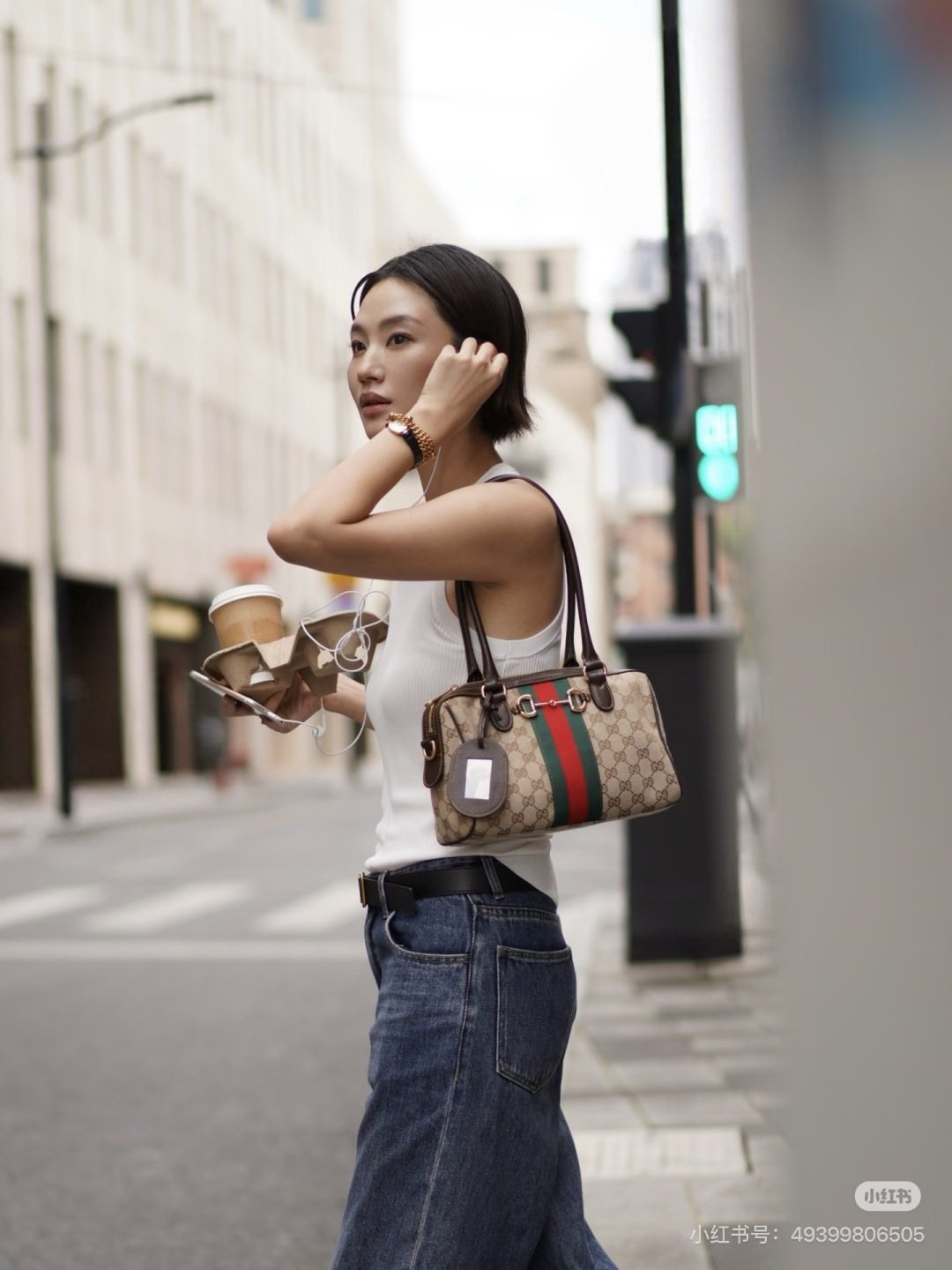 Gucci Borsetto Monogram Boston Bag — model