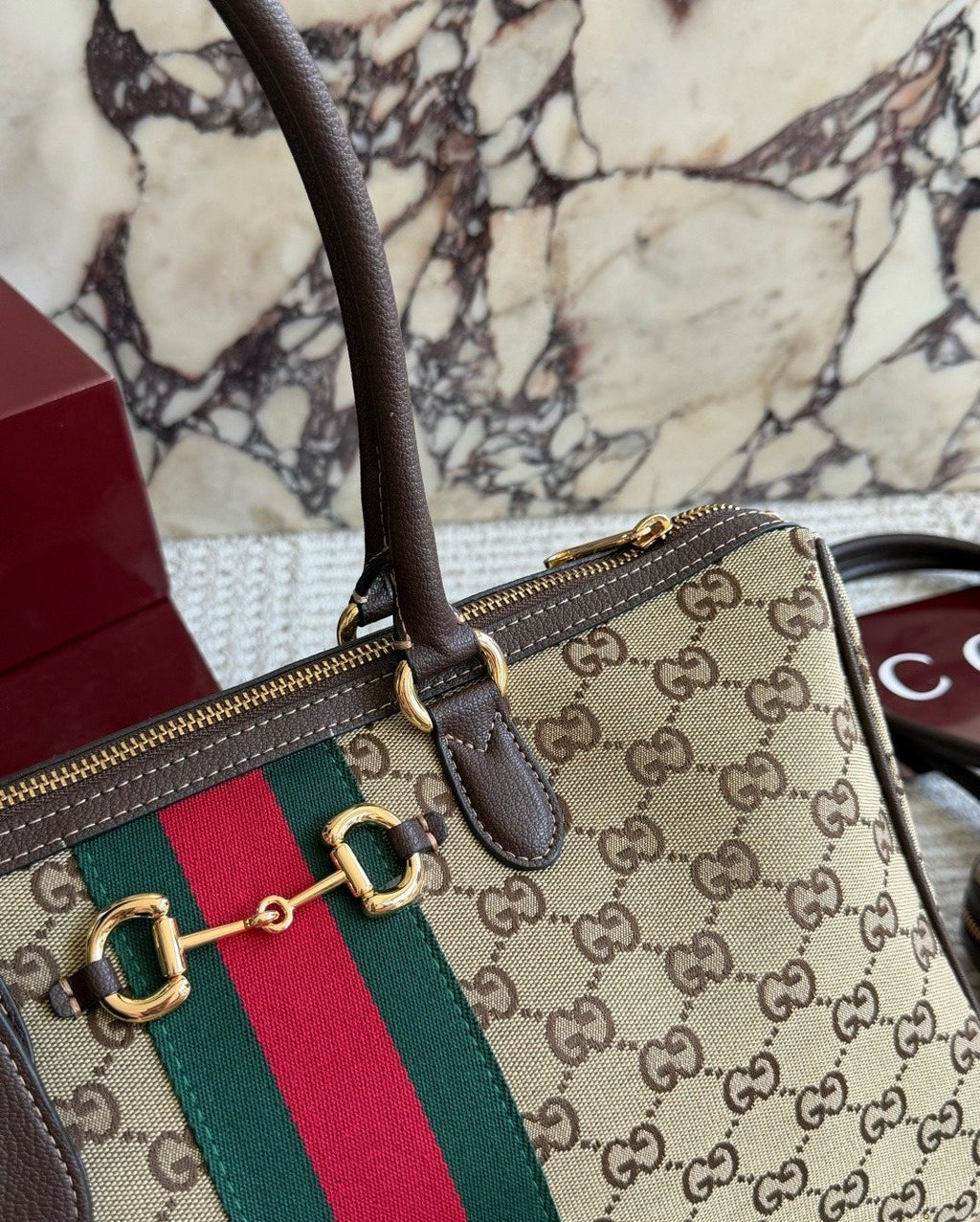 Gucci Borsetto Monogram Boston Bag — detail