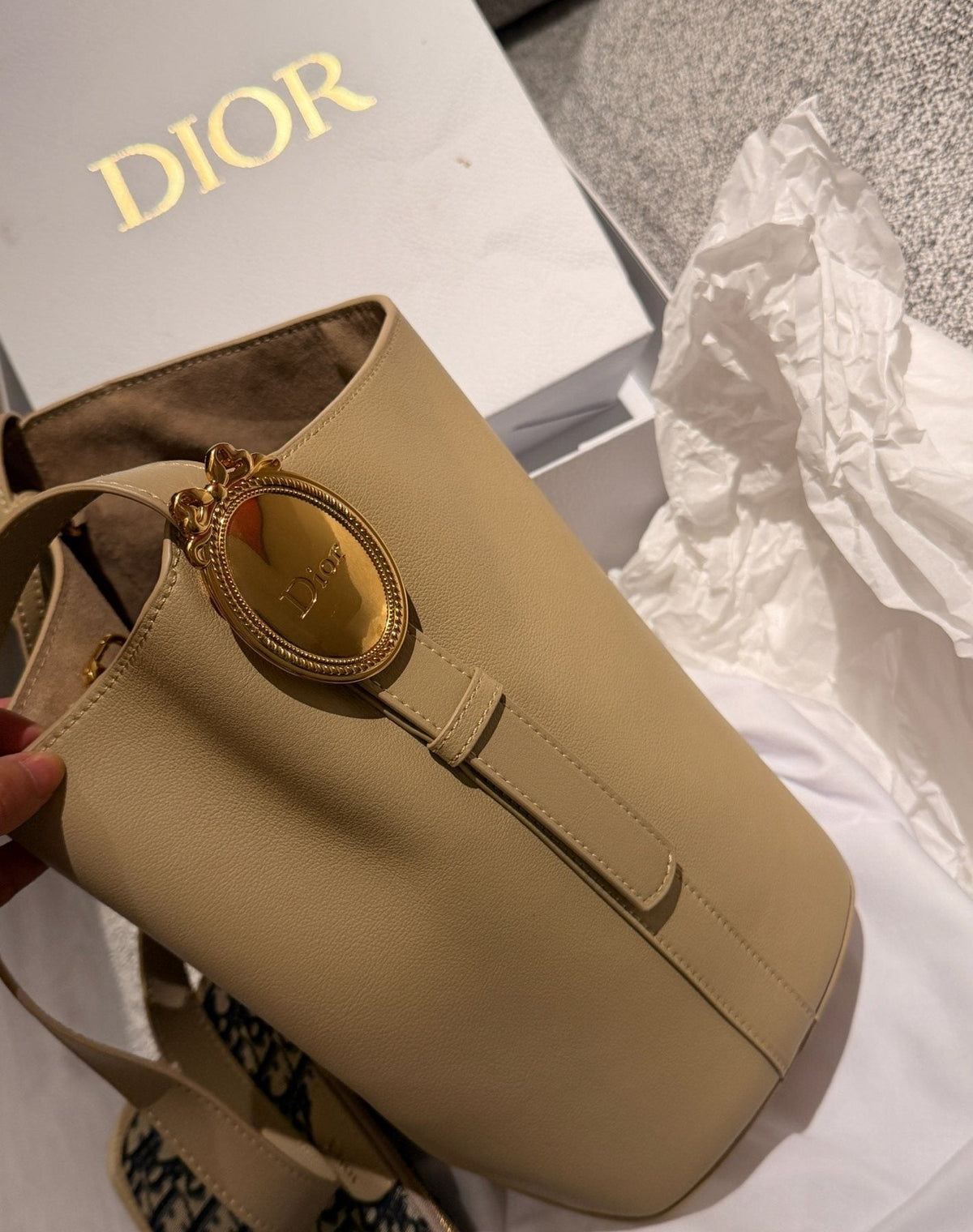 Dior Medaillon Bucket Shoulder Bag — side