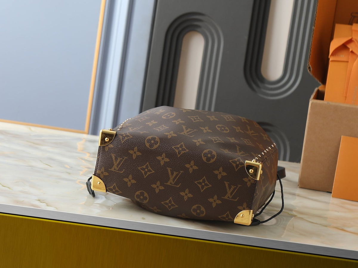 Louis Vuitton Noé Trunk Drawstring Bucket Bag — detail
