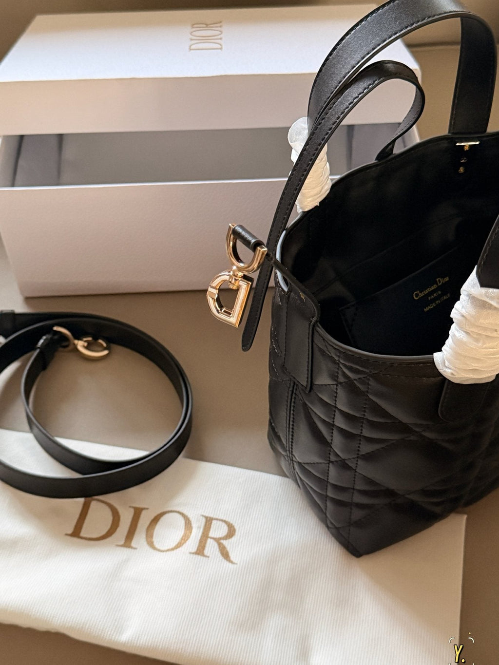 Dior Toujours Quilted Top-Handle Handbag — detail