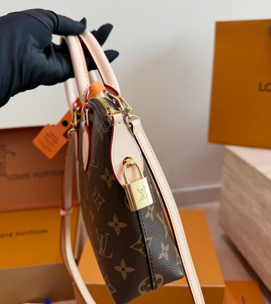Louis Vuitton Lockit BB Monogram Top-Handle Bag — side
