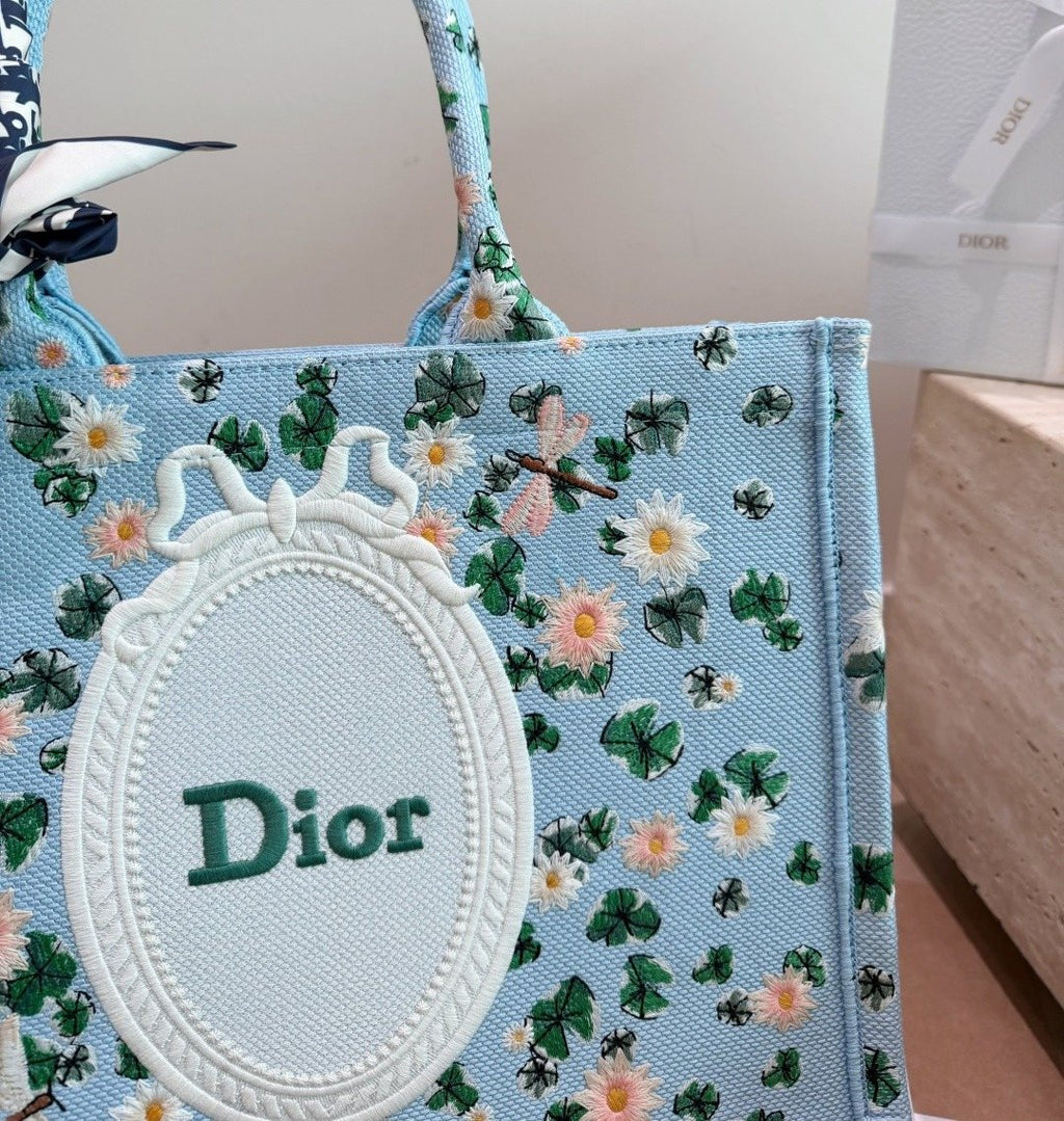 Dior Book Tote Light Blue Floral Bag — detail