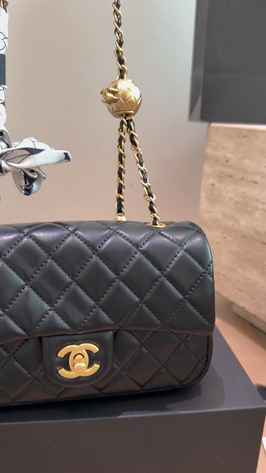 Chanel CF Quilted Flap Bag with Ball Chain Adjuster — detail