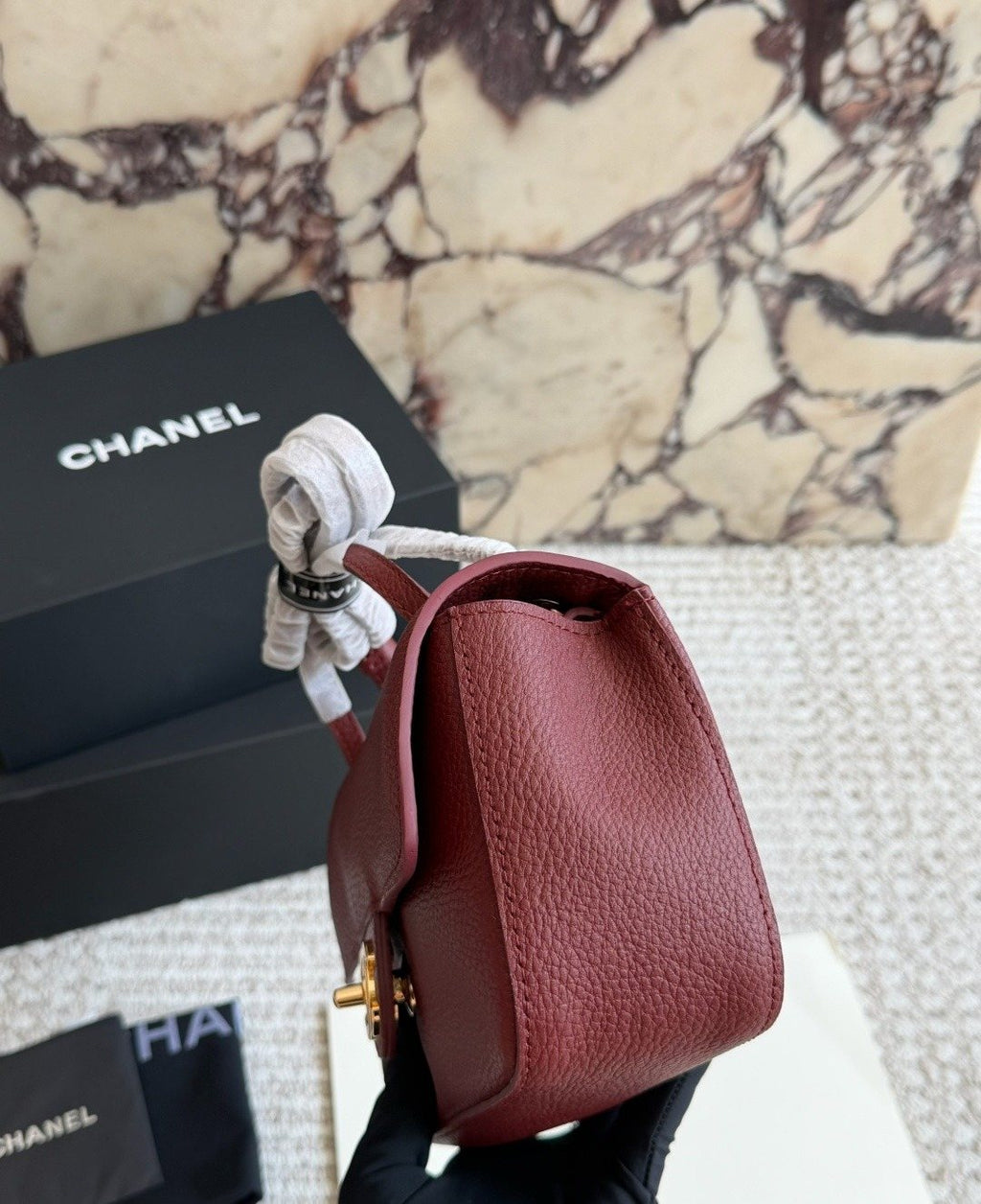 Chanel Maxi Flap Leather Shoulder Bag — side