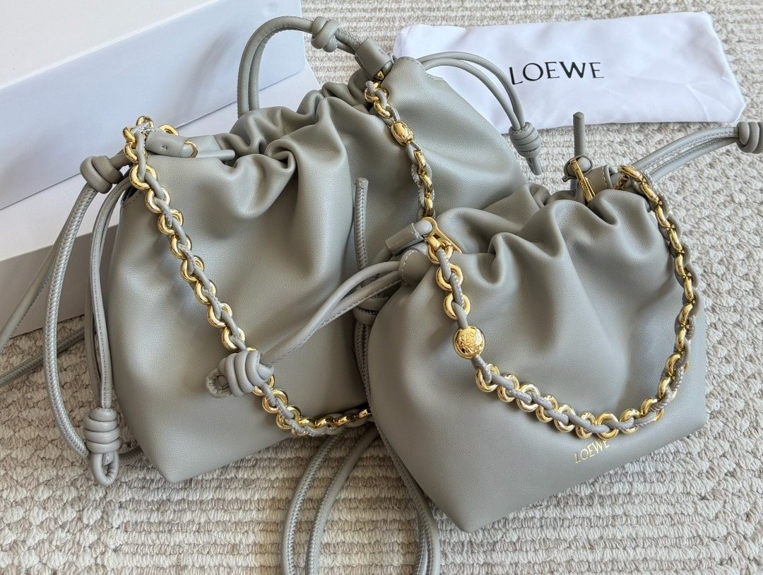 Loewe Gathered Pouch Bag with Gold-Tone Chain — comparison