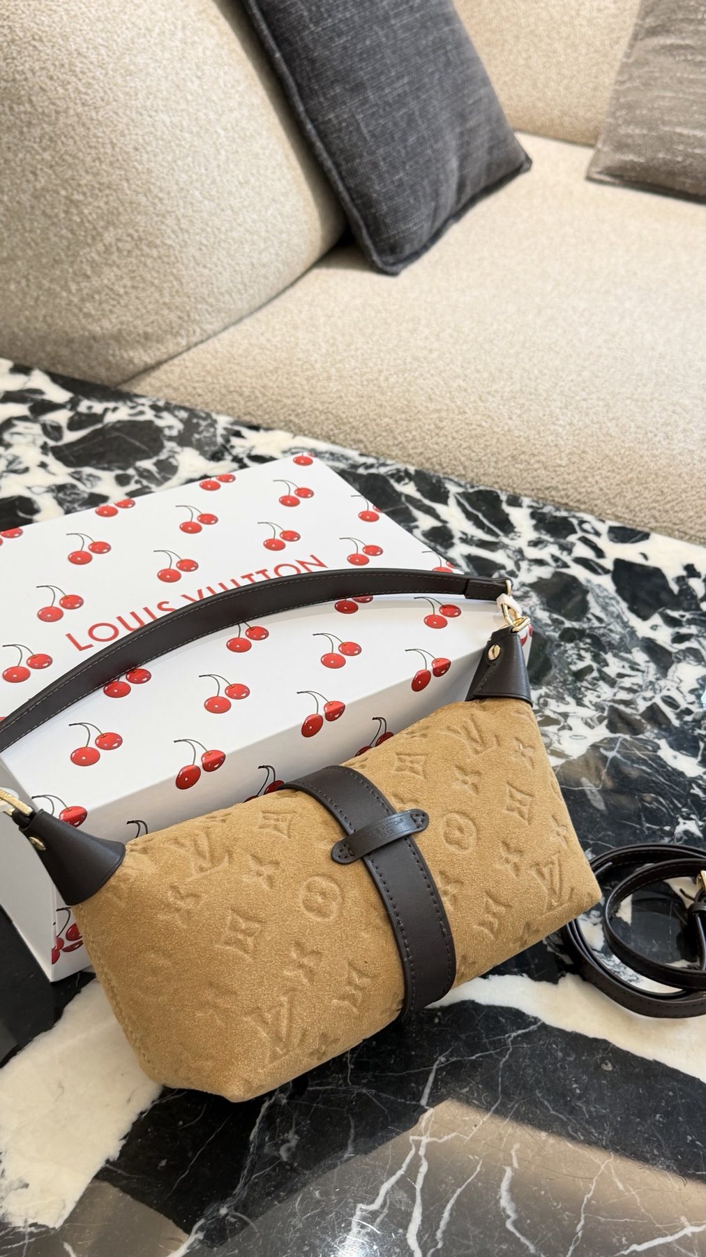 Louis Vuitton Mia Tan Shoulder Bag — back