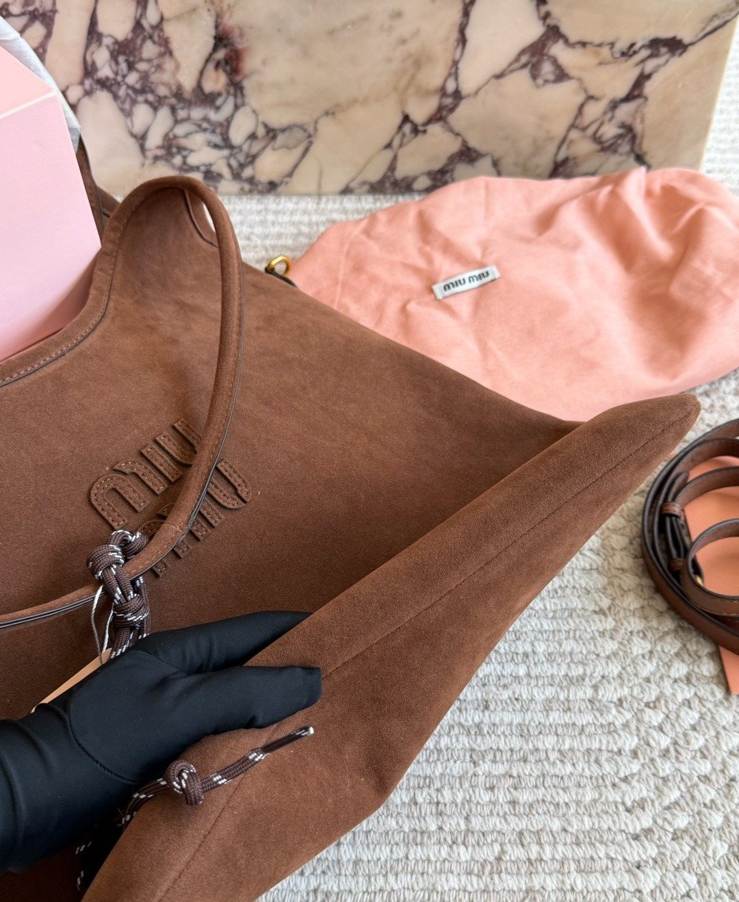 Miu Miu Curved-Opening Shoulder Tote — detail