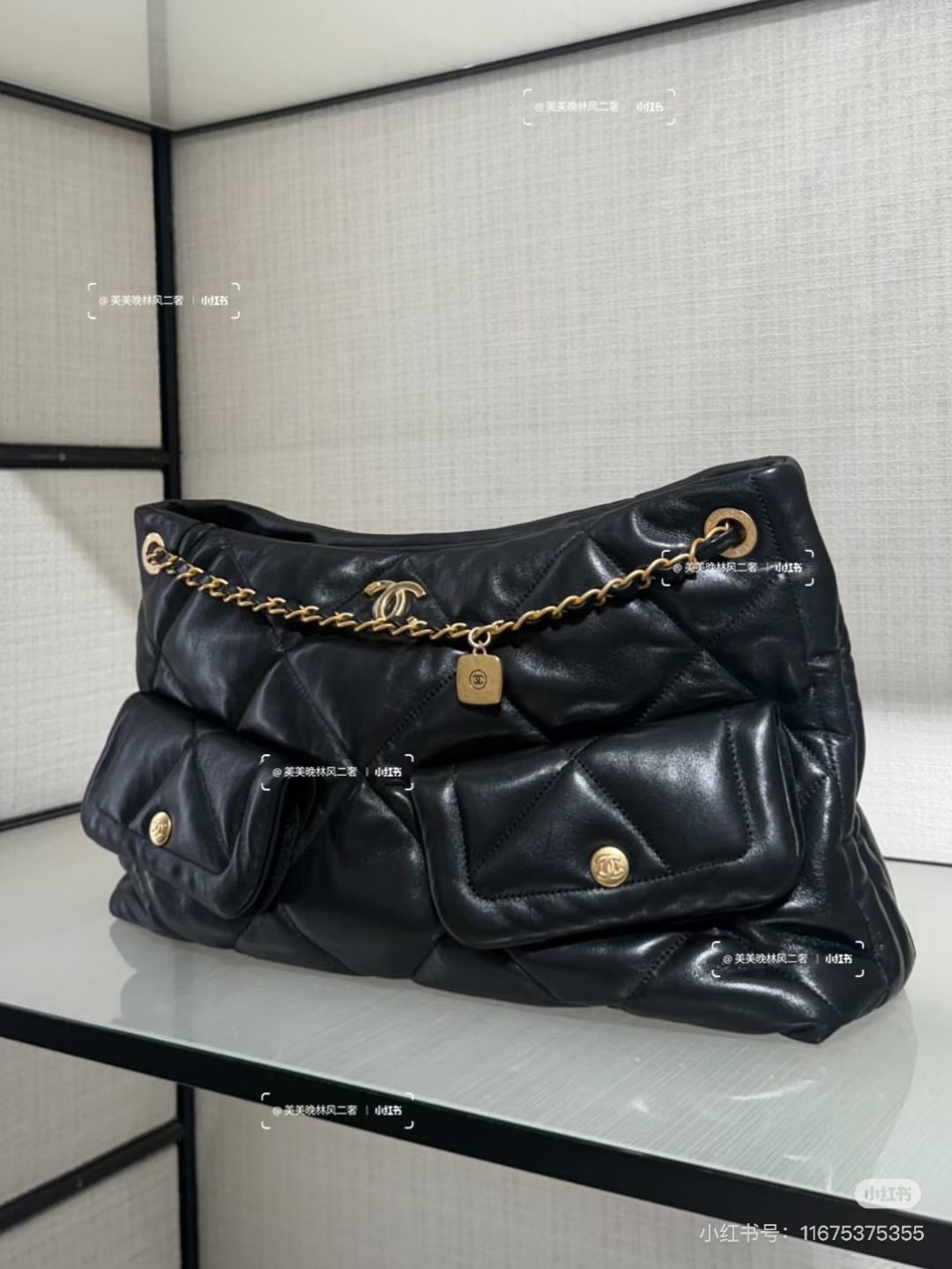 Chanel Quilted Chain-Strap Shoulder Bag with Twin Front Pockets — hero