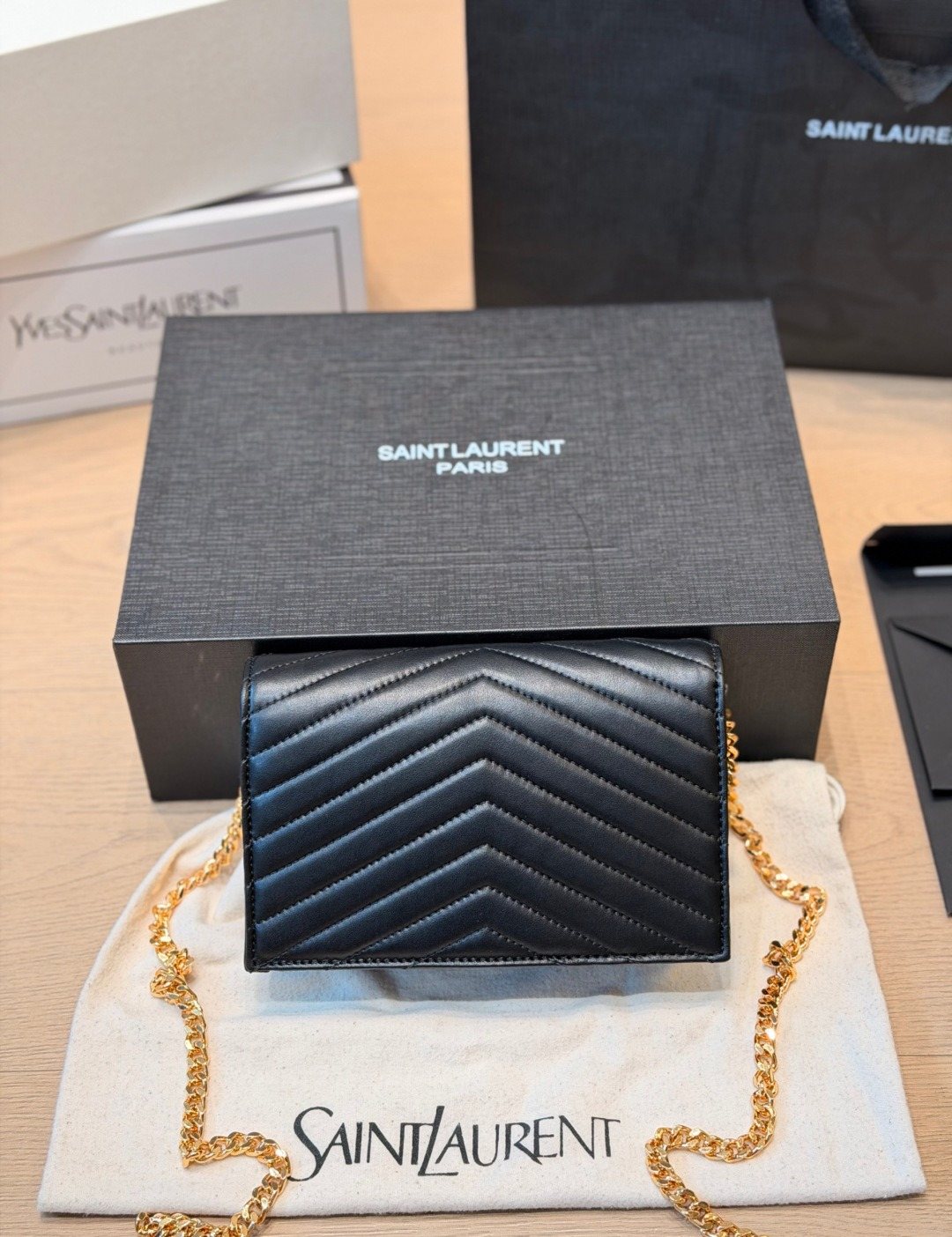 Saint Laurent Lou Lou Quilted Envelope Chain Bag — back