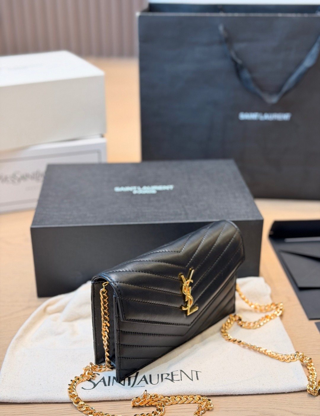 Saint Laurent Lou Lou Quilted Envelope Chain Bag — side