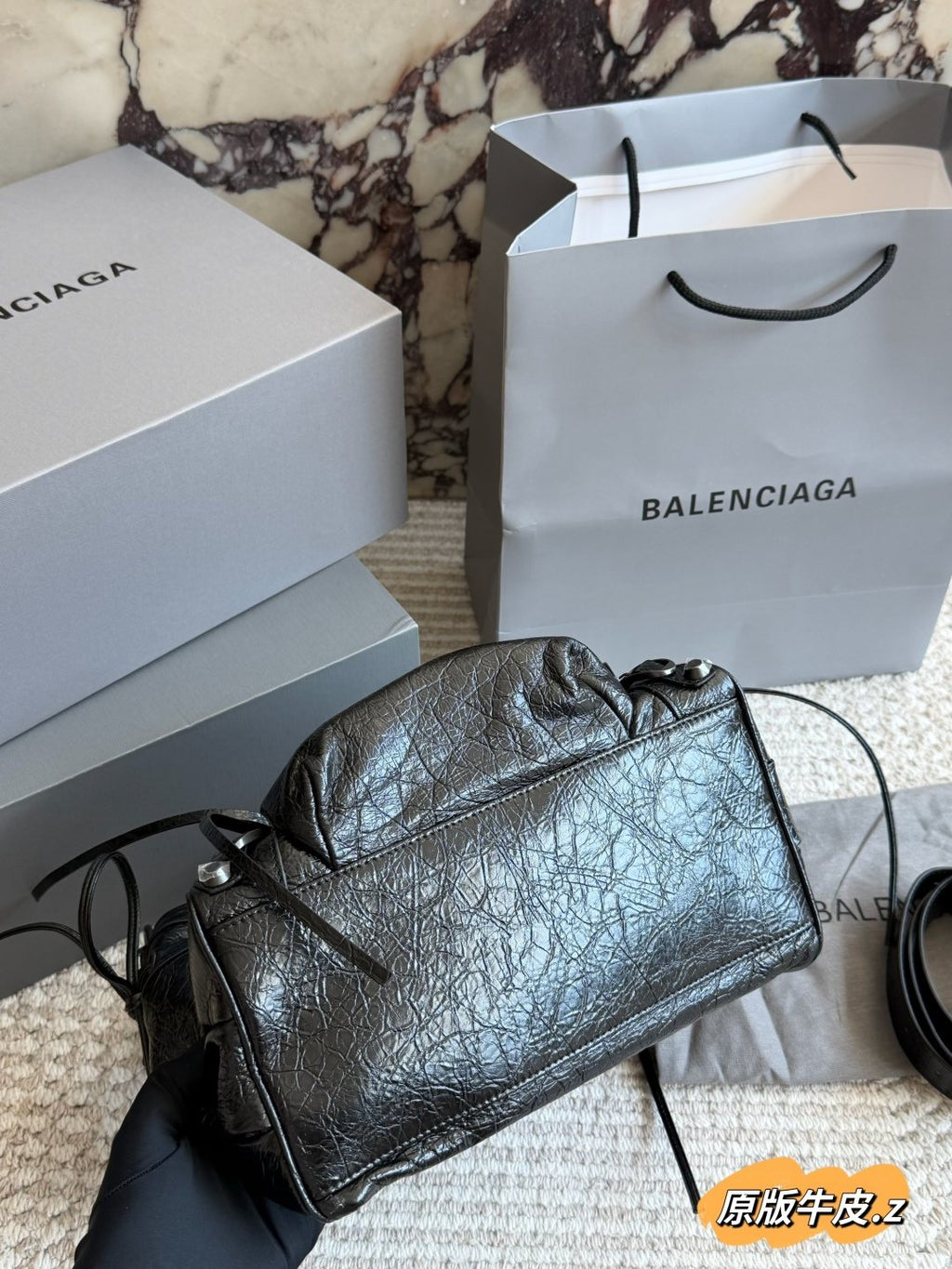 Balenciaga Gathered Studded Shoulder Bag — front