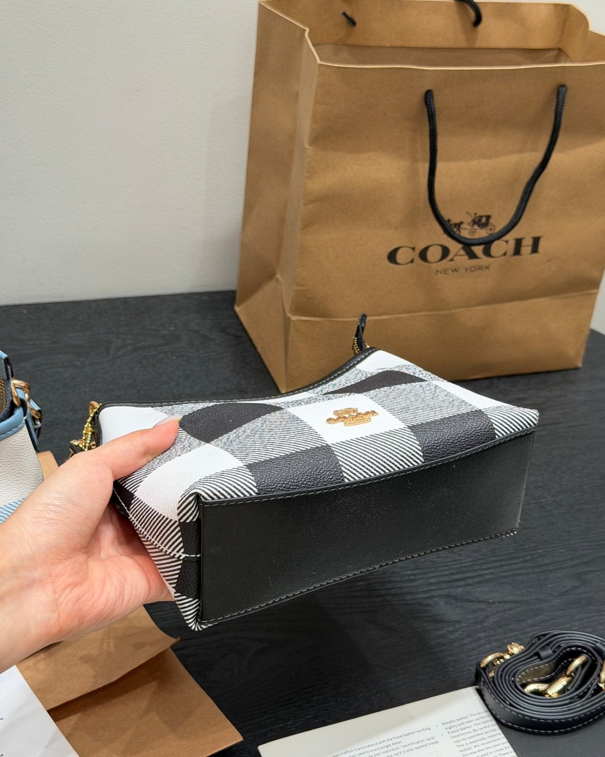 Coach Laurel Check Shoulder Bag — detail