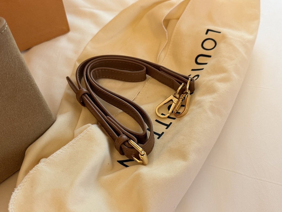 Louis Vuitton Capucines Suede-Textured Top-Handle Bag — detail