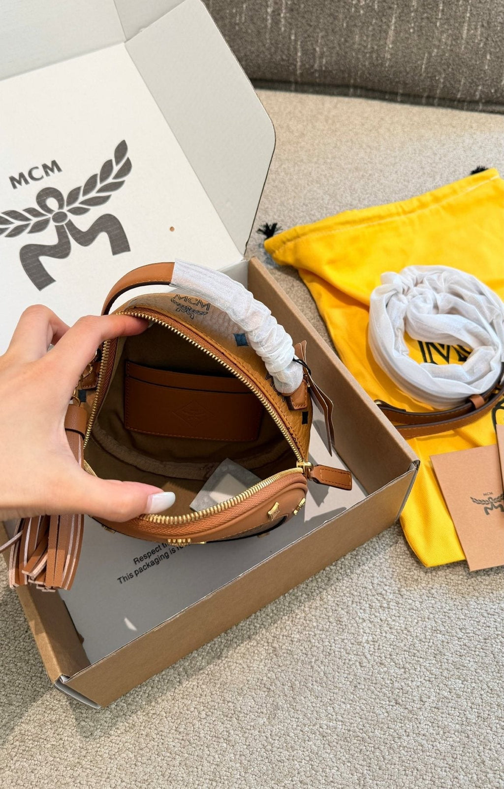 MCM Visetos Studded Circular Crossbody Bag — detail