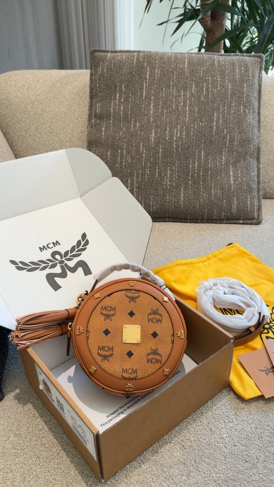 MCM Visetos Studded Circular Crossbody Bag — hero