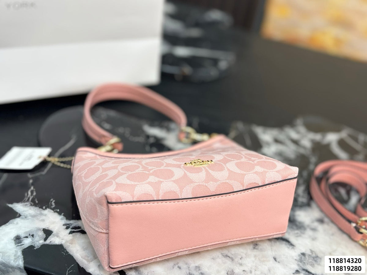 Coach Laurel Pink Signature Shoulder Bag — detail