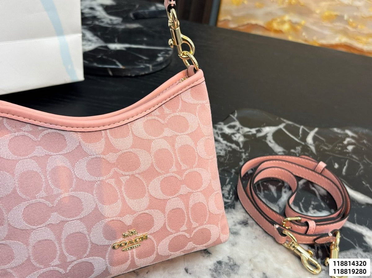 Coach Laurel Pink Signature Shoulder Bag — detail