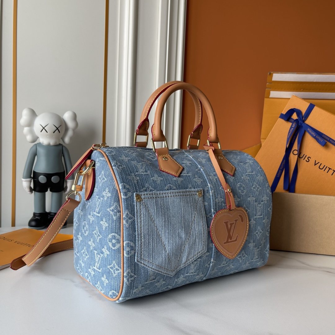 Louis Vuitton Speedy Soft Monogram Denim Handbag — front