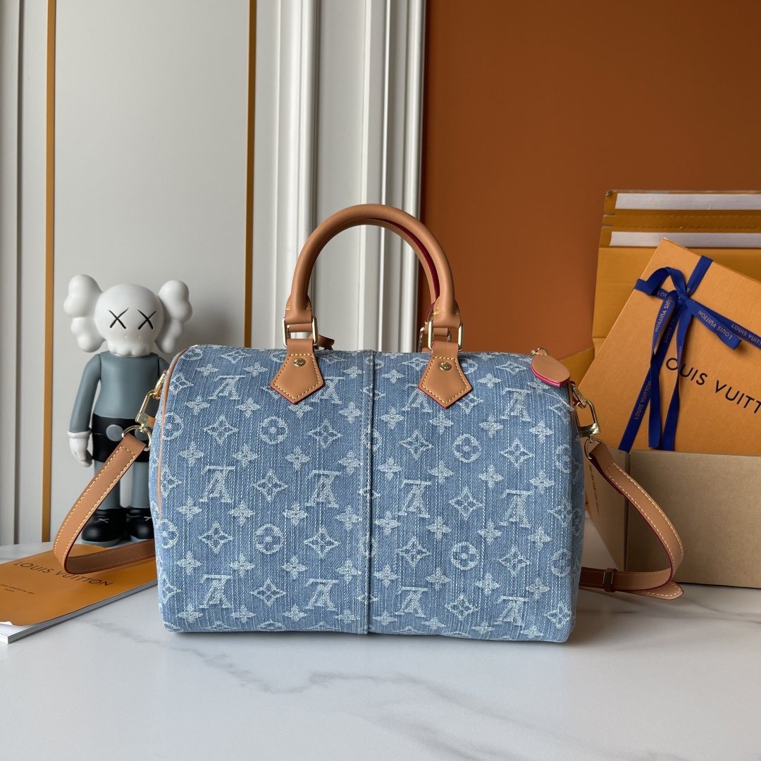 Louis Vuitton Speedy Soft Monogram Denim Handbag — back