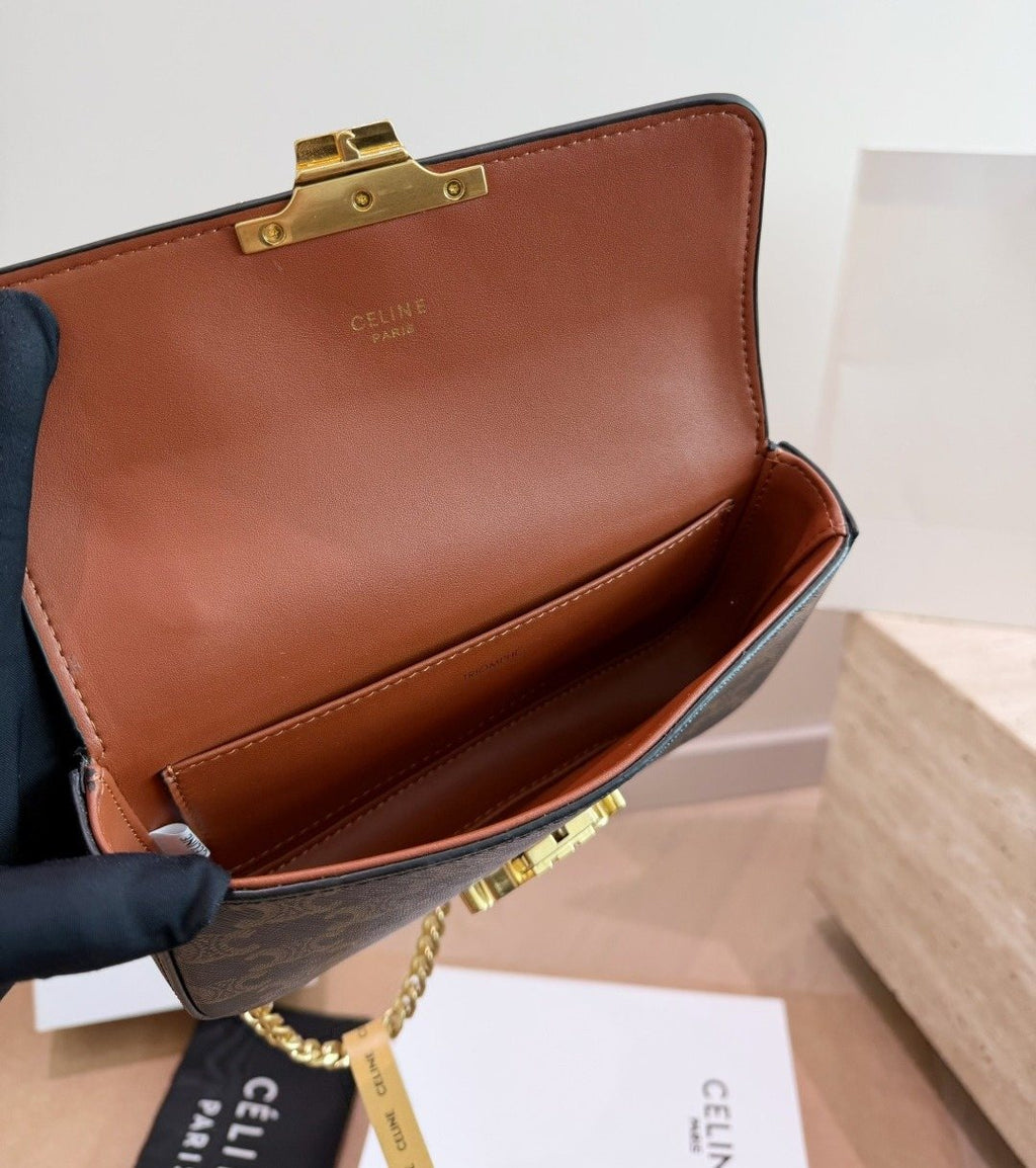 Celine Triomphe Chain-Strap Flap Shoulder Bag — detail