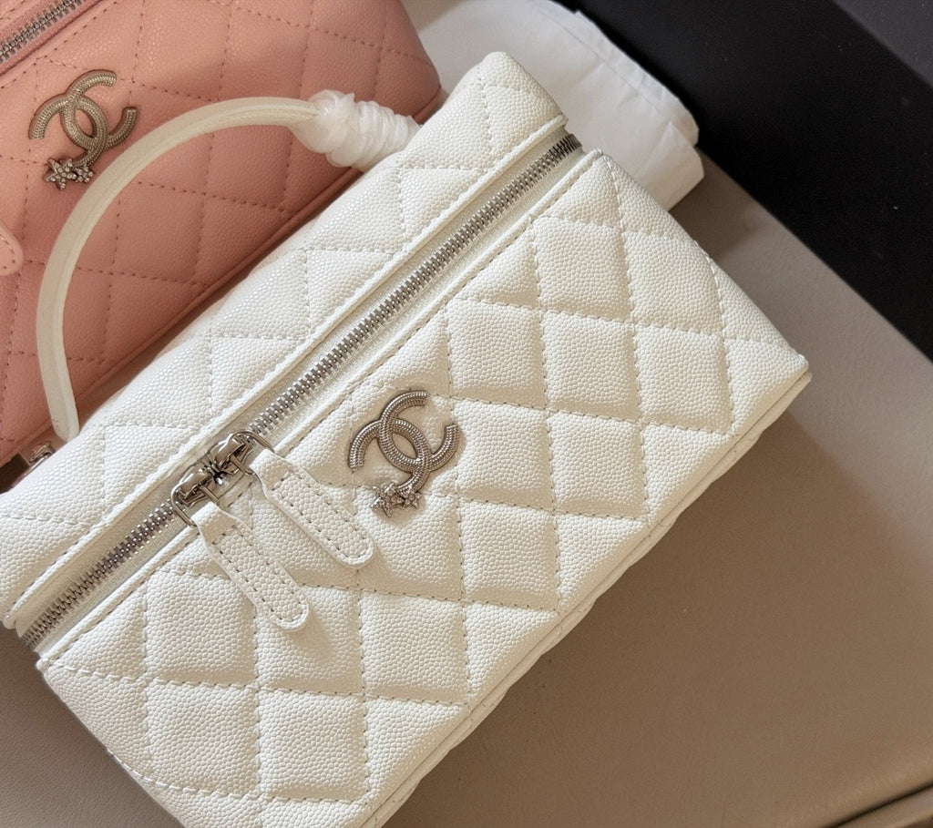 Chanel Diamond-Quilted Top-Handle Box Bag — detail