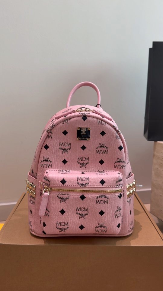 MCM Pink Monogram Backpack — hero
