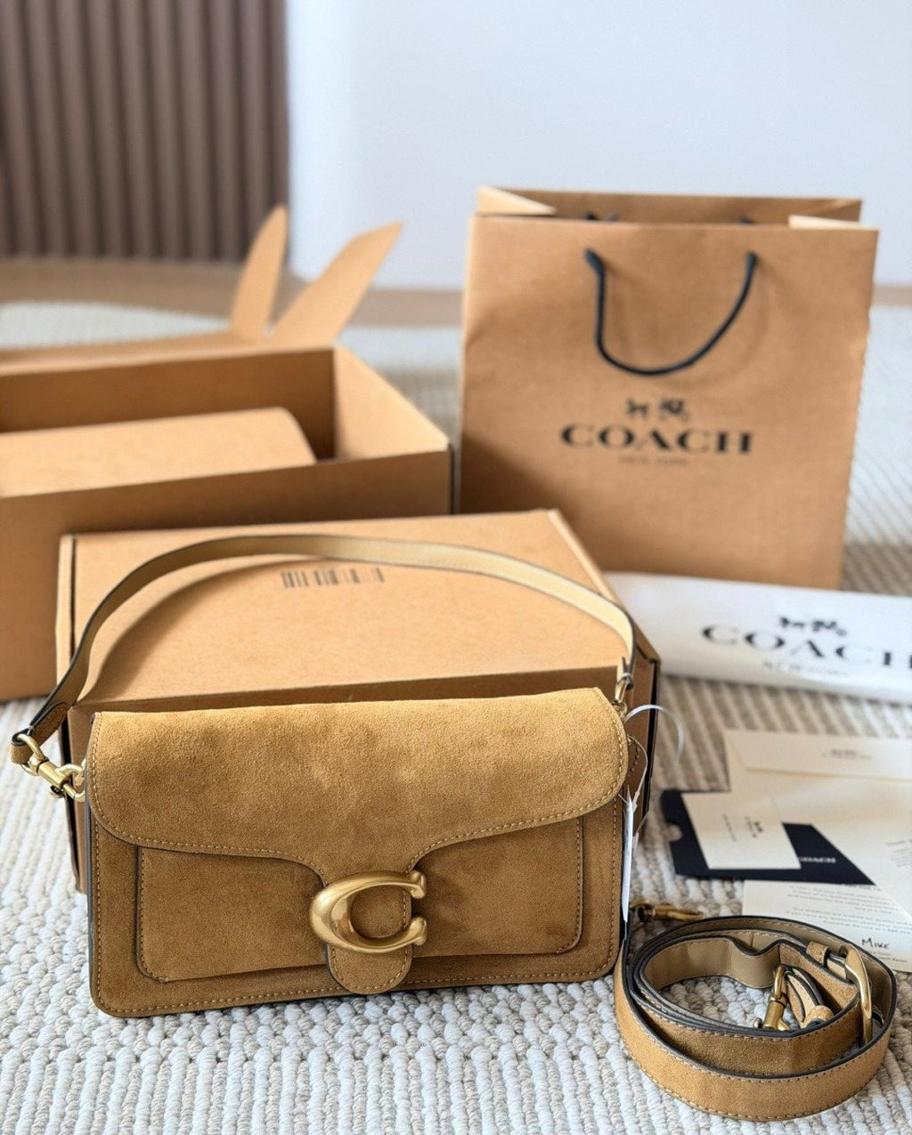 Soft Tabby Suede-Textured Shoulder Bag — front