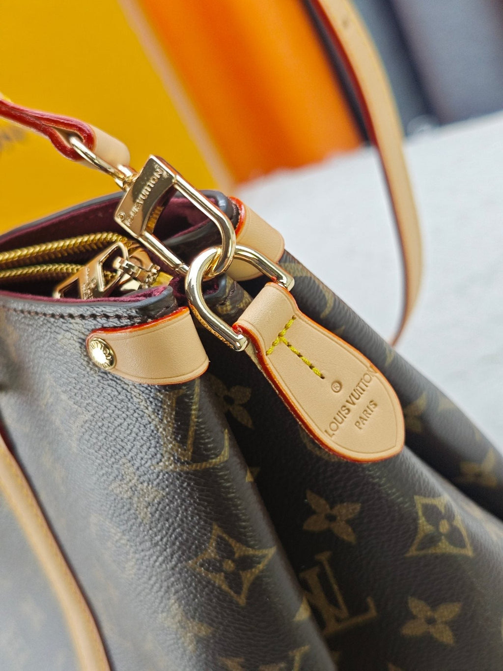 Louis Vuitton Open Handbag in Brown Monogram — detail